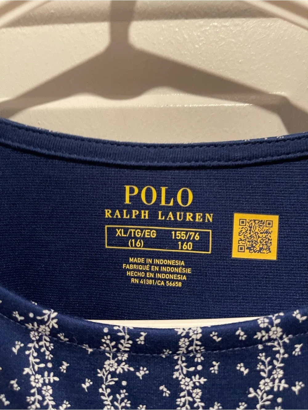 Polo Ralph Lauren Girls Navy Floral Stripe Puff-Sleeve Polo Dress Girls XL